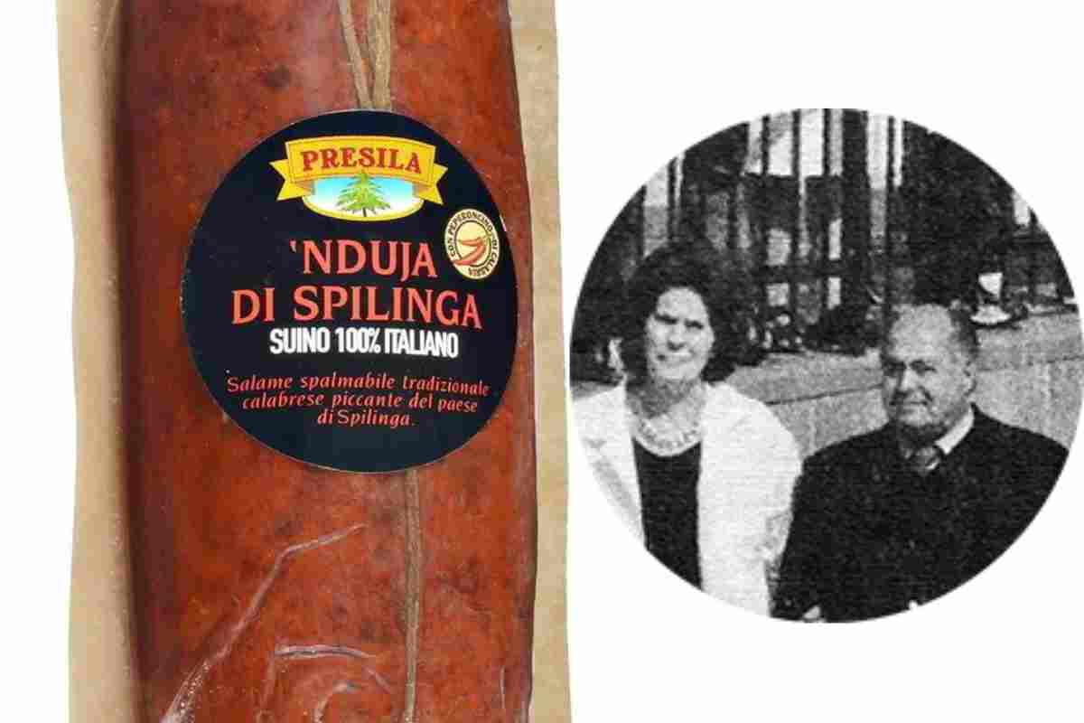 Una 'nduja e i fondatori dell'azienda San Vincenzo