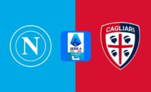 i loghi di Napoli, Cagliari e della Lega Serie A