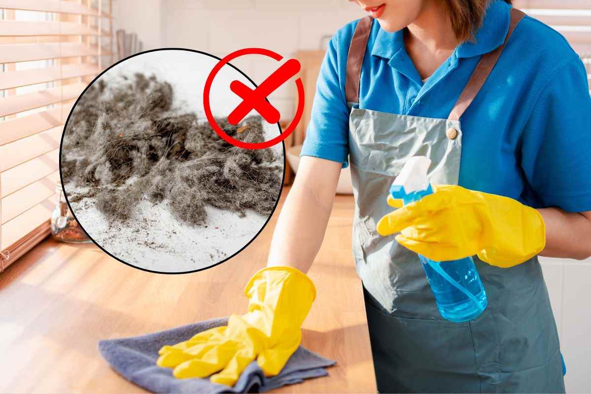 Ragazza affronta le pulizie domestiche