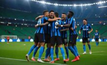 Immagine di esultanza dei giocatori dell'Inter